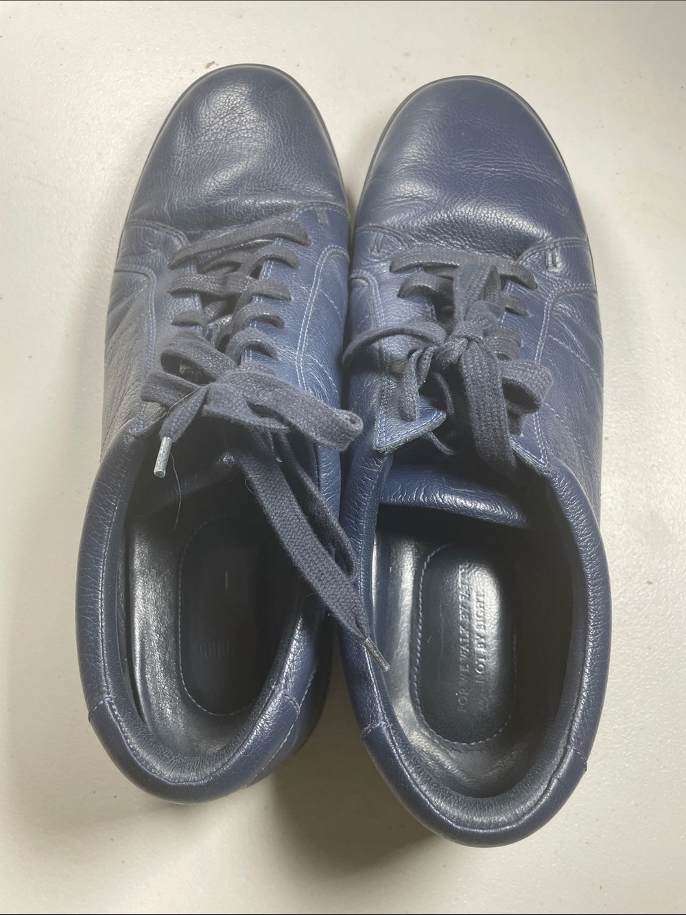 Men's Navy Leather Lace-Up Casual Sneakers